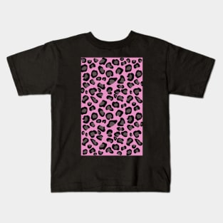 Pink and Gray Leopard Print Kids T-Shirt